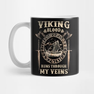 Vikings T-Shirt Viking Blood Valknut Valhalla Warrior Shirt Norse Mythology Mug